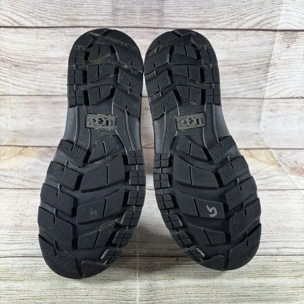 UGG Waterproof Shearling Lace Up Winter Boots Kids Size 4 Black